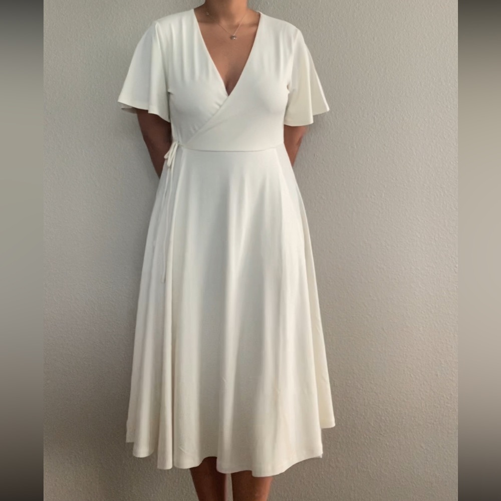Midi White Wrap Dress